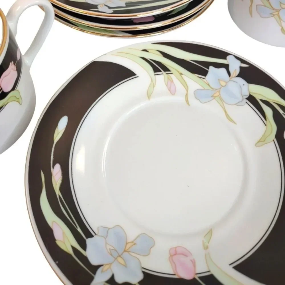 Fine China Porcelain Vanessa by Fairfield 8 Pieces 4 Flat Cups 4 Saucers NIB